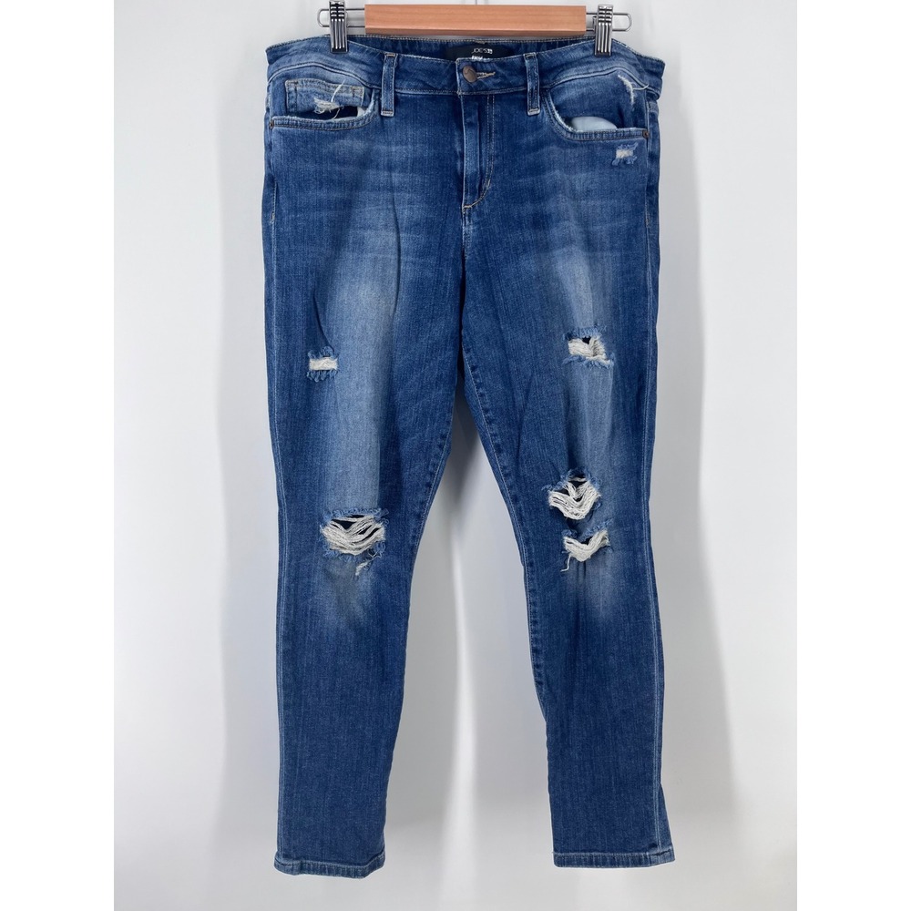 Skinny Ankle Distressed Medium Wash Denim Blue Jeans W32 Boho Chic